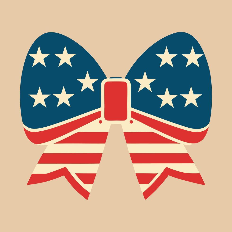 stylized Bow adorned with the American flag's stars and stripes pattern vector