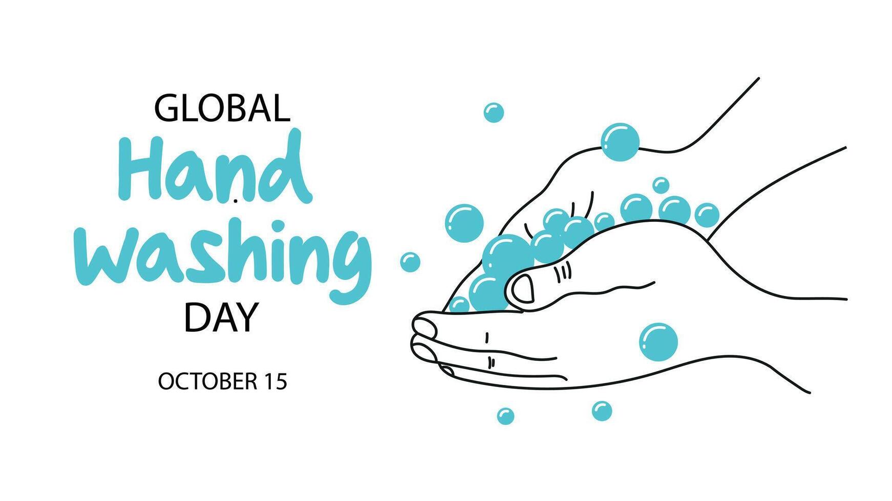 Global Handwashing Day. 15 October. Handwashing with water and soap. vector