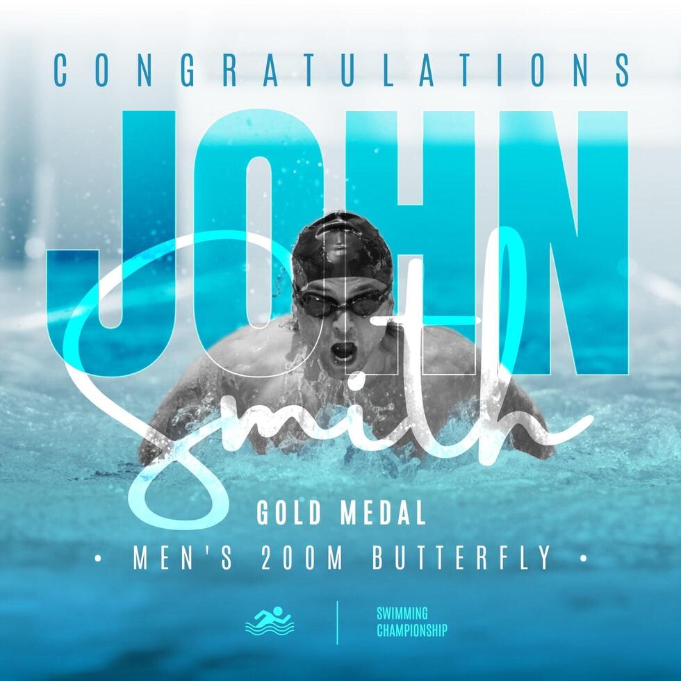 Swimming Athlete Winner Congratulations Post for Instagram template