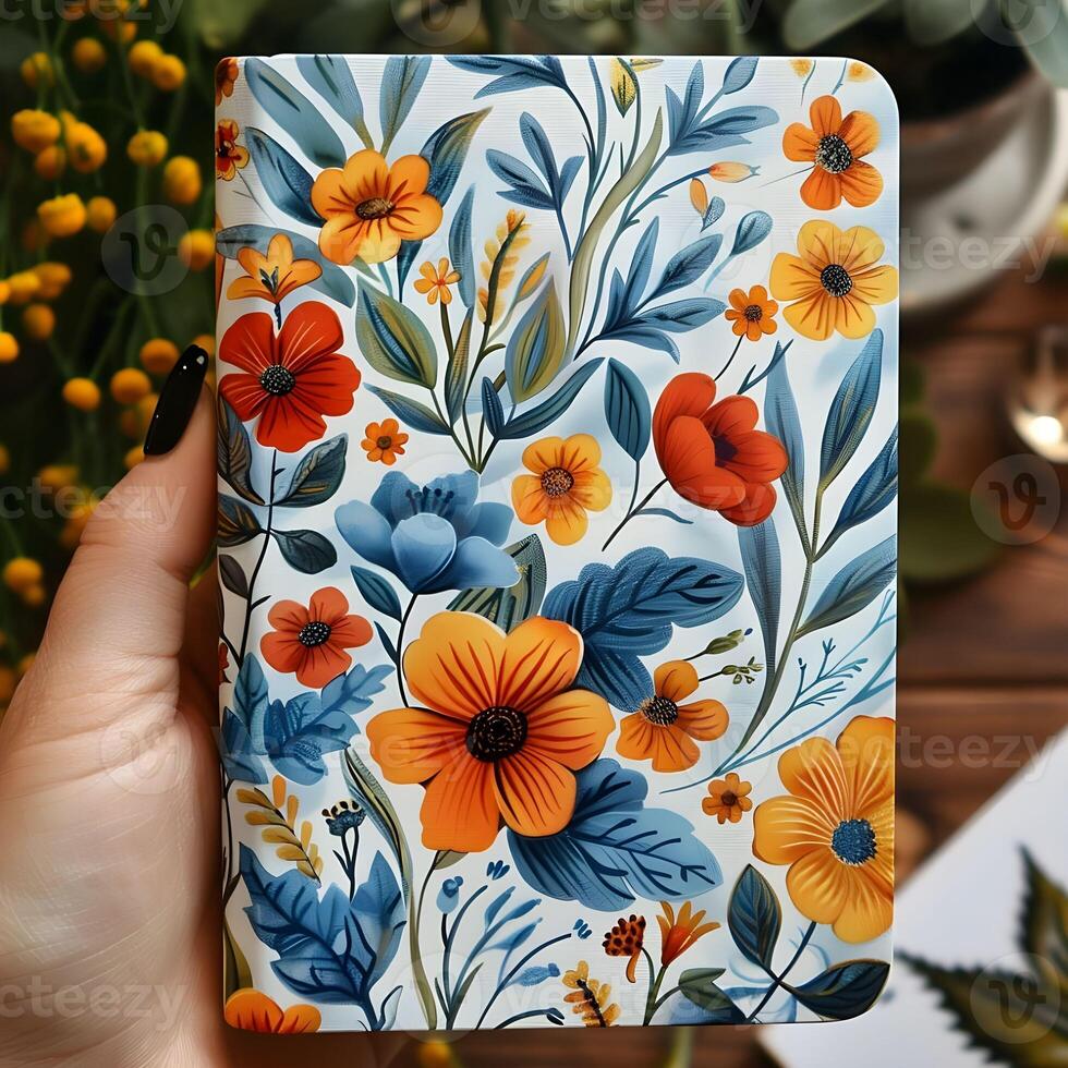 Beautiful flower pattern notebook photo