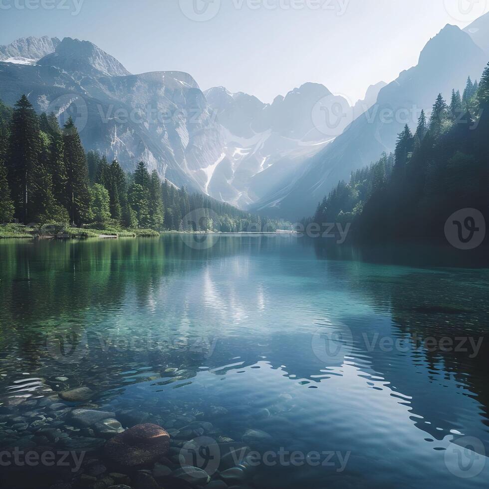 Mountains, rivers, green nature photo