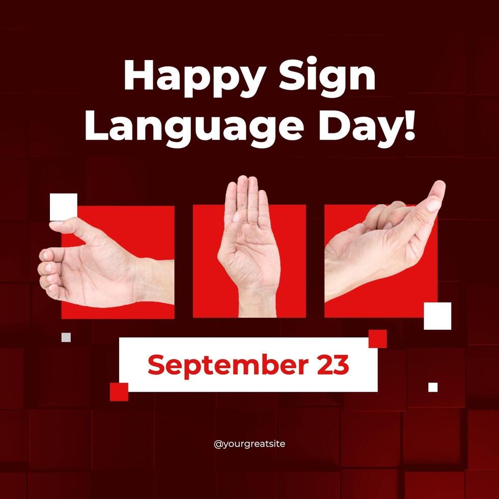 red modern sign language day instagram post template