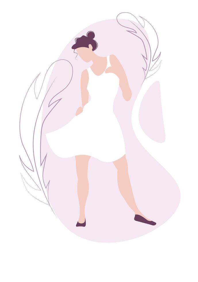 woman feather dress vector