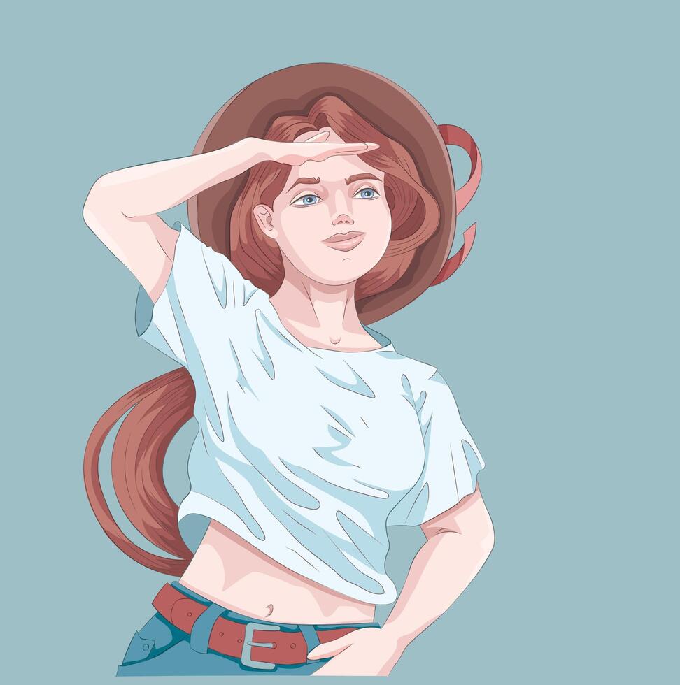 girl looking forward vector