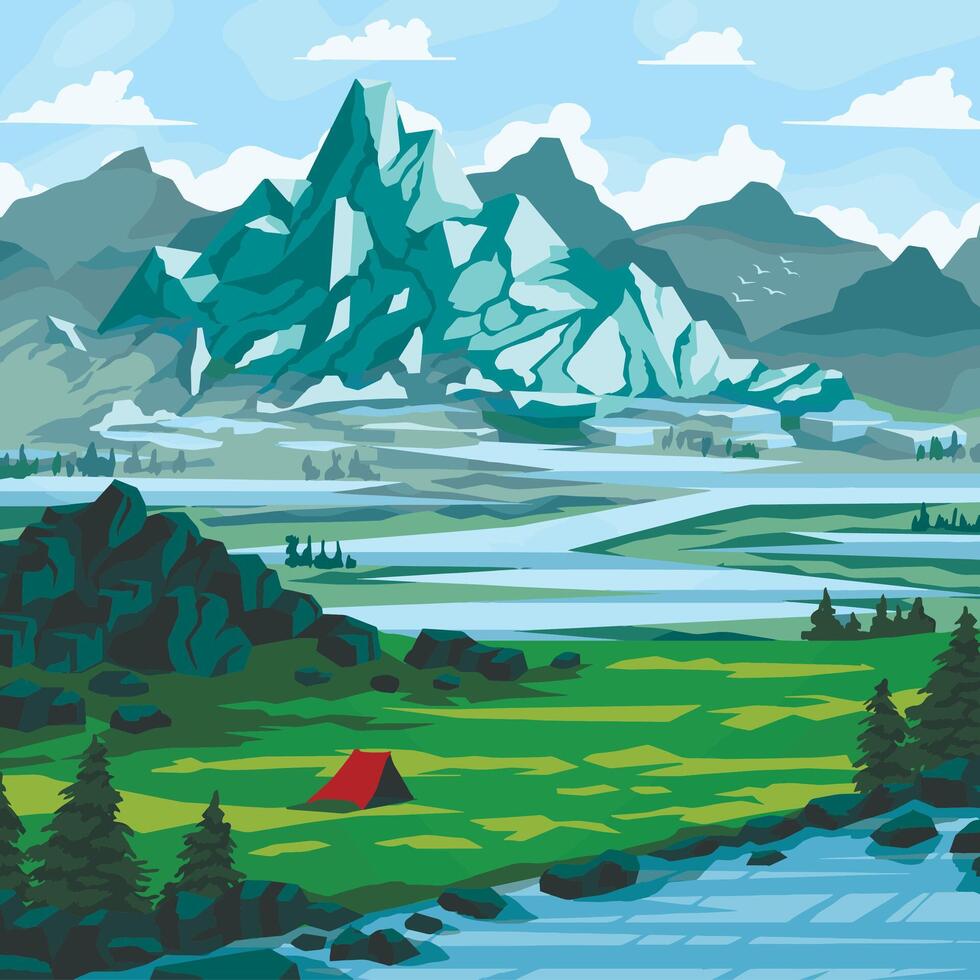 mountain scenery landscape vector