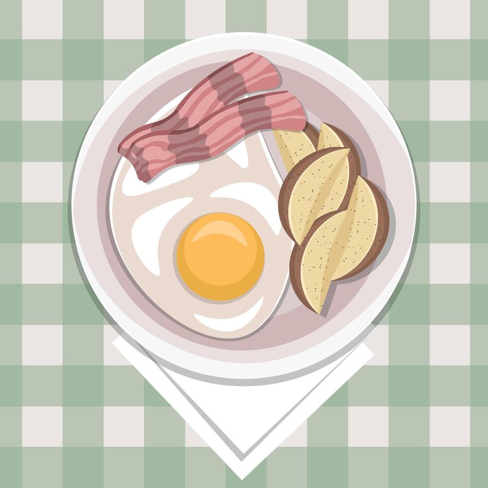 fried egg with bacon and potato vector