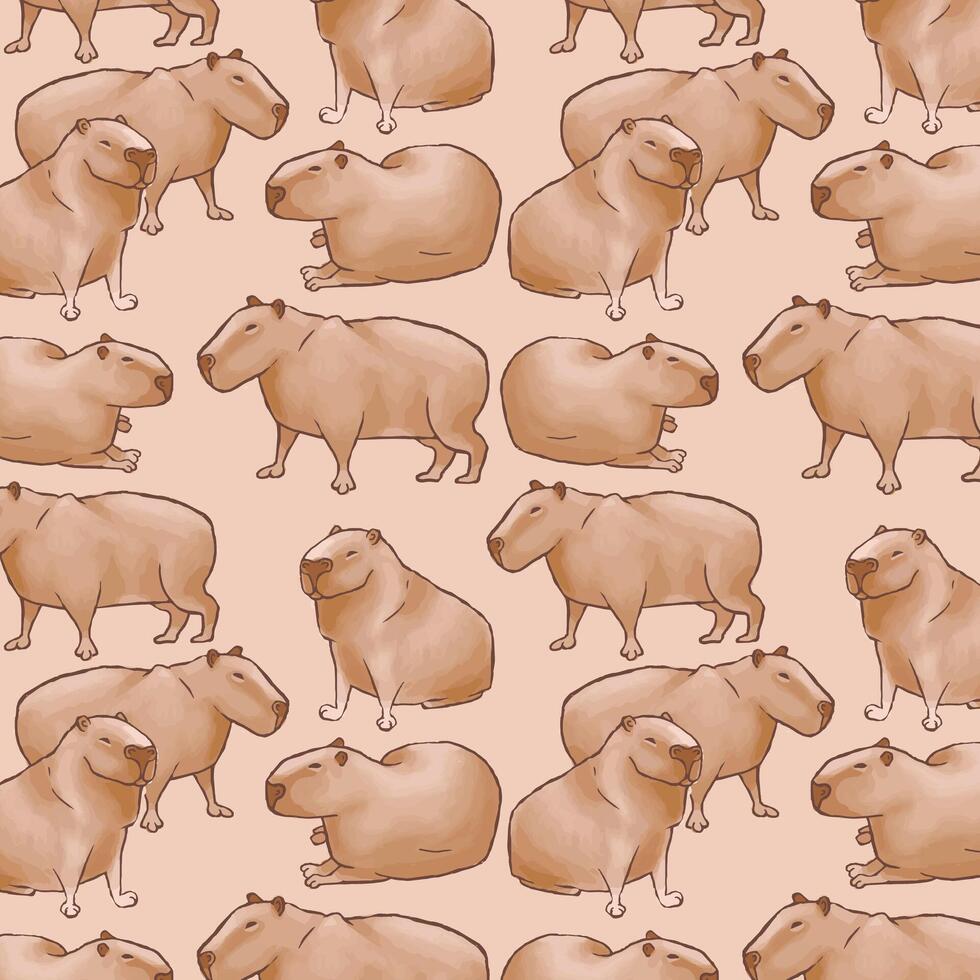 realistic capybara pattern vector
