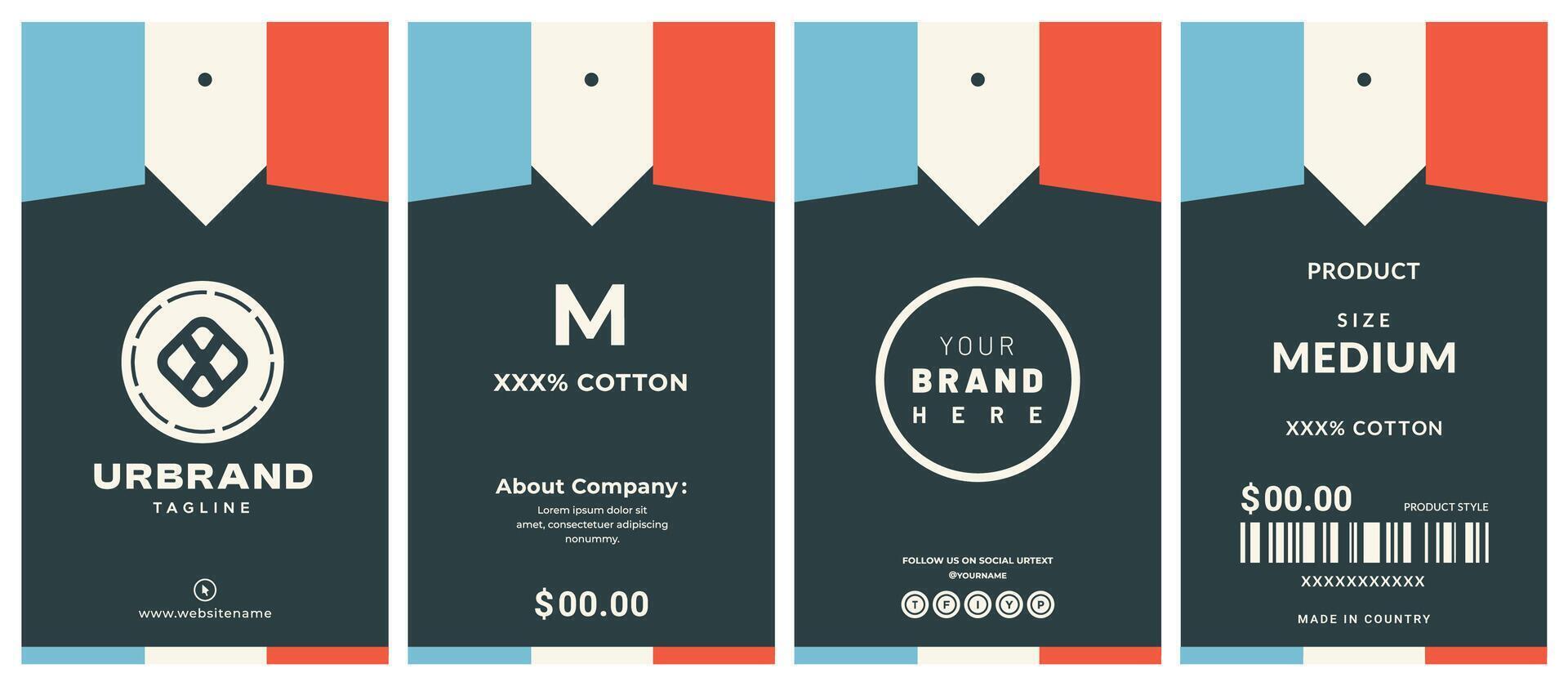 Clean smart idea Hang tag label with price tag for garments apparel youth fashion product packaging. vector