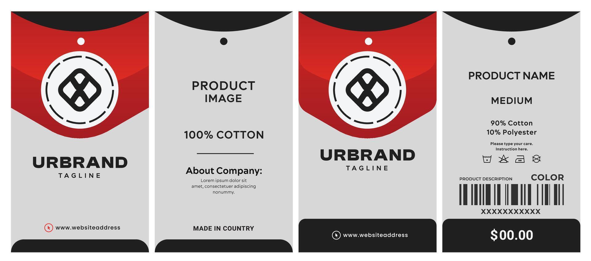 Modern curve shape smart hang tag and price tag to apparel and all industry product label packaging. vector