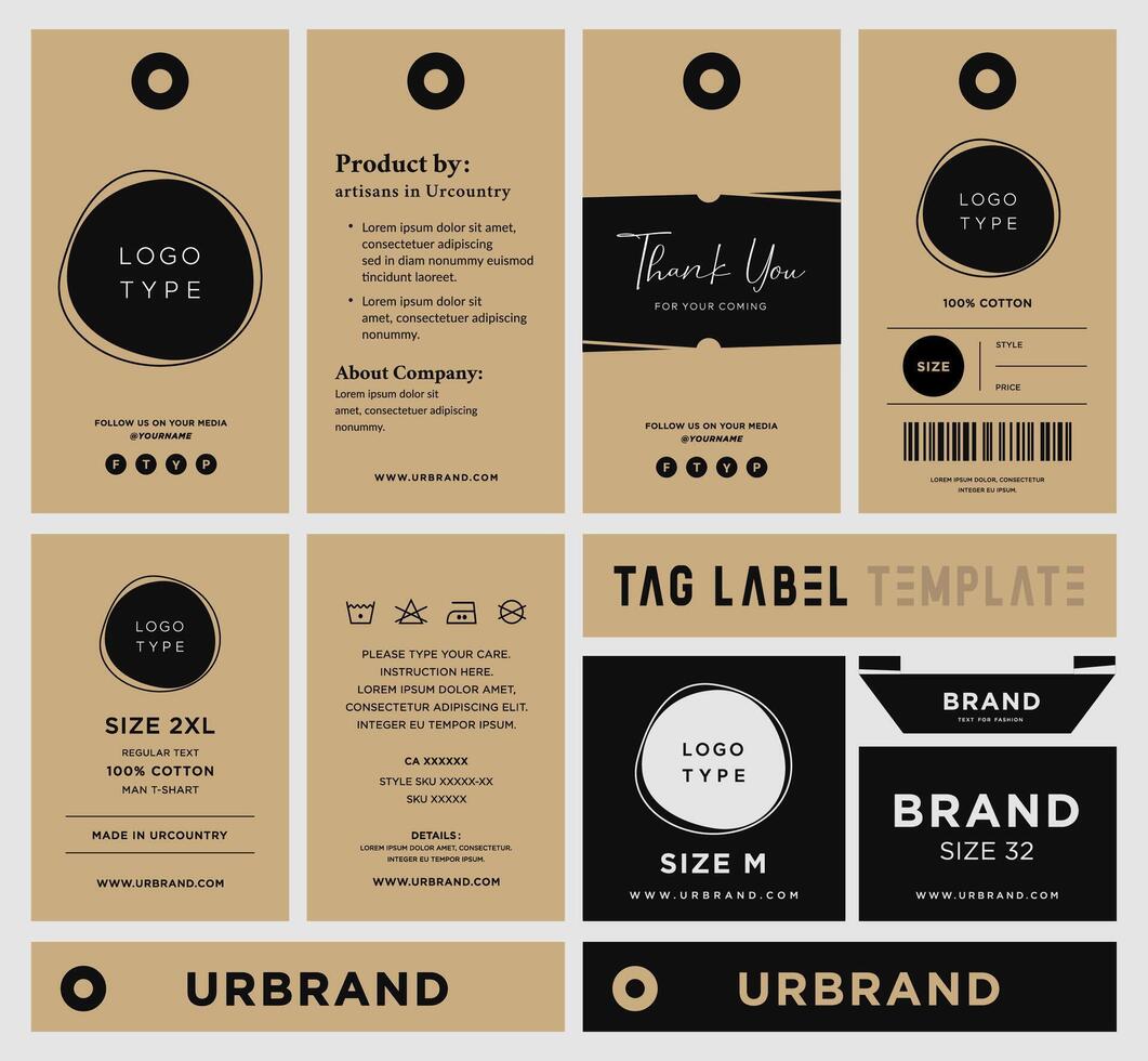 Clean and minimal modern smart outlook hang tag with price tag for all garments apparel Industry. vector