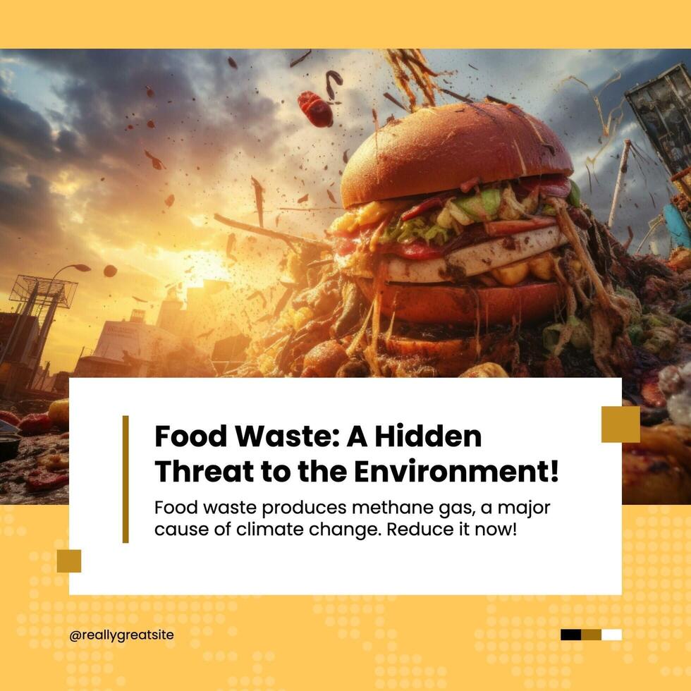 light yellow photocentric food waste instagram post template