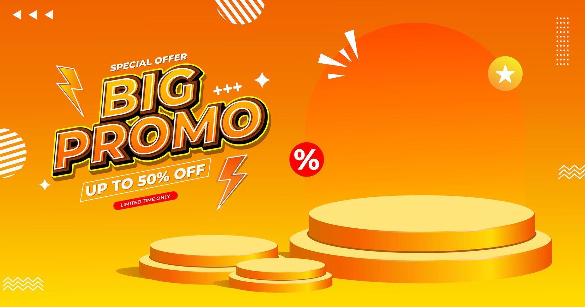 Discount sale promotion event horizontal banner template vector