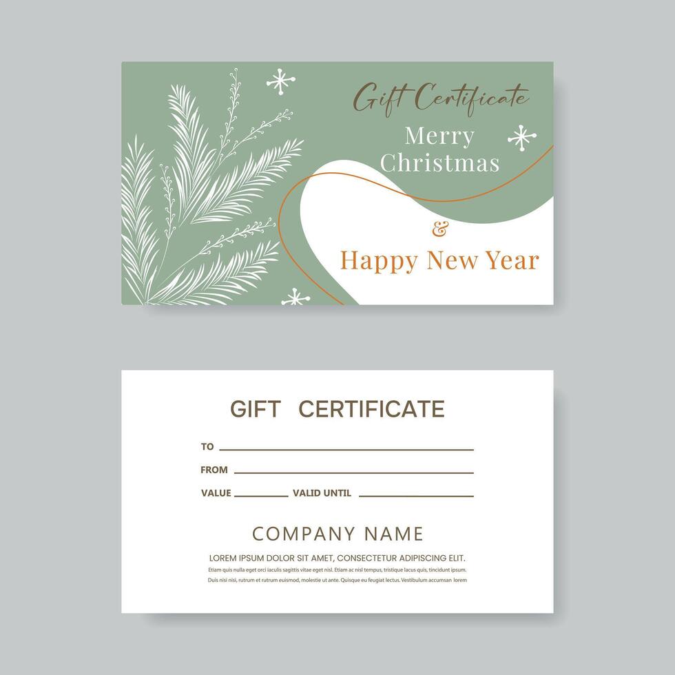 Gift certificate template for New Year and Christmas holidays. vector