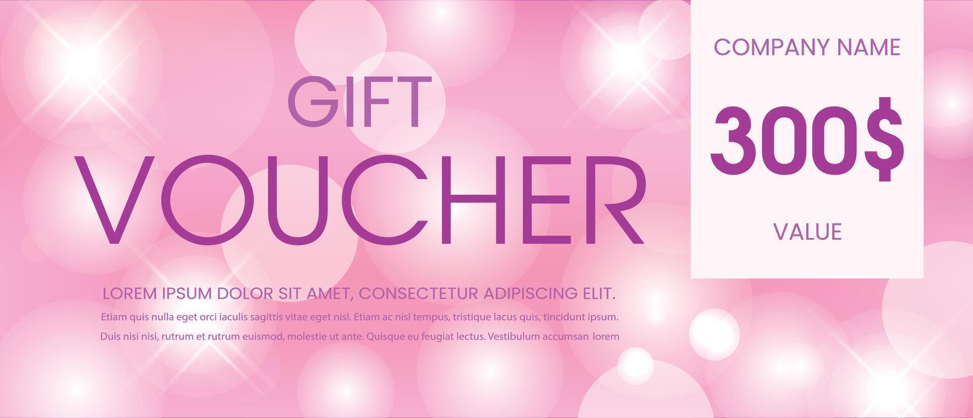 Gift voucher template on luxury pink background. vector