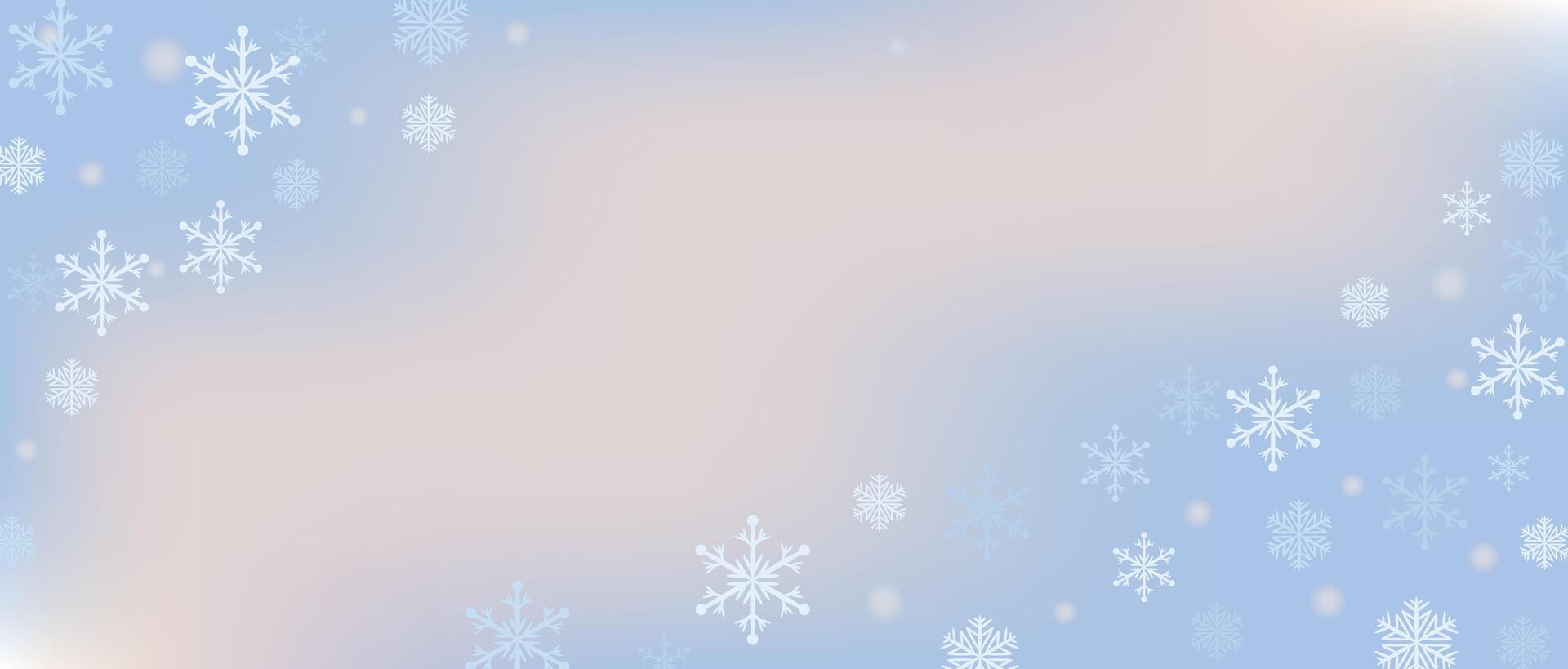 Winter snow wallpaper. Delicate pastel gradient background with snow. Winter background. vector