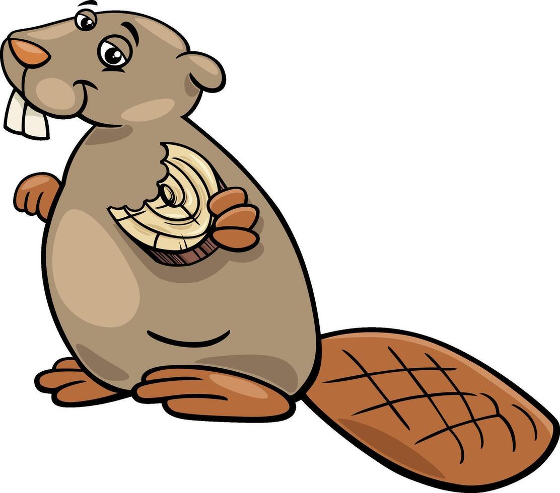 cartoon beaver comic animal character vector