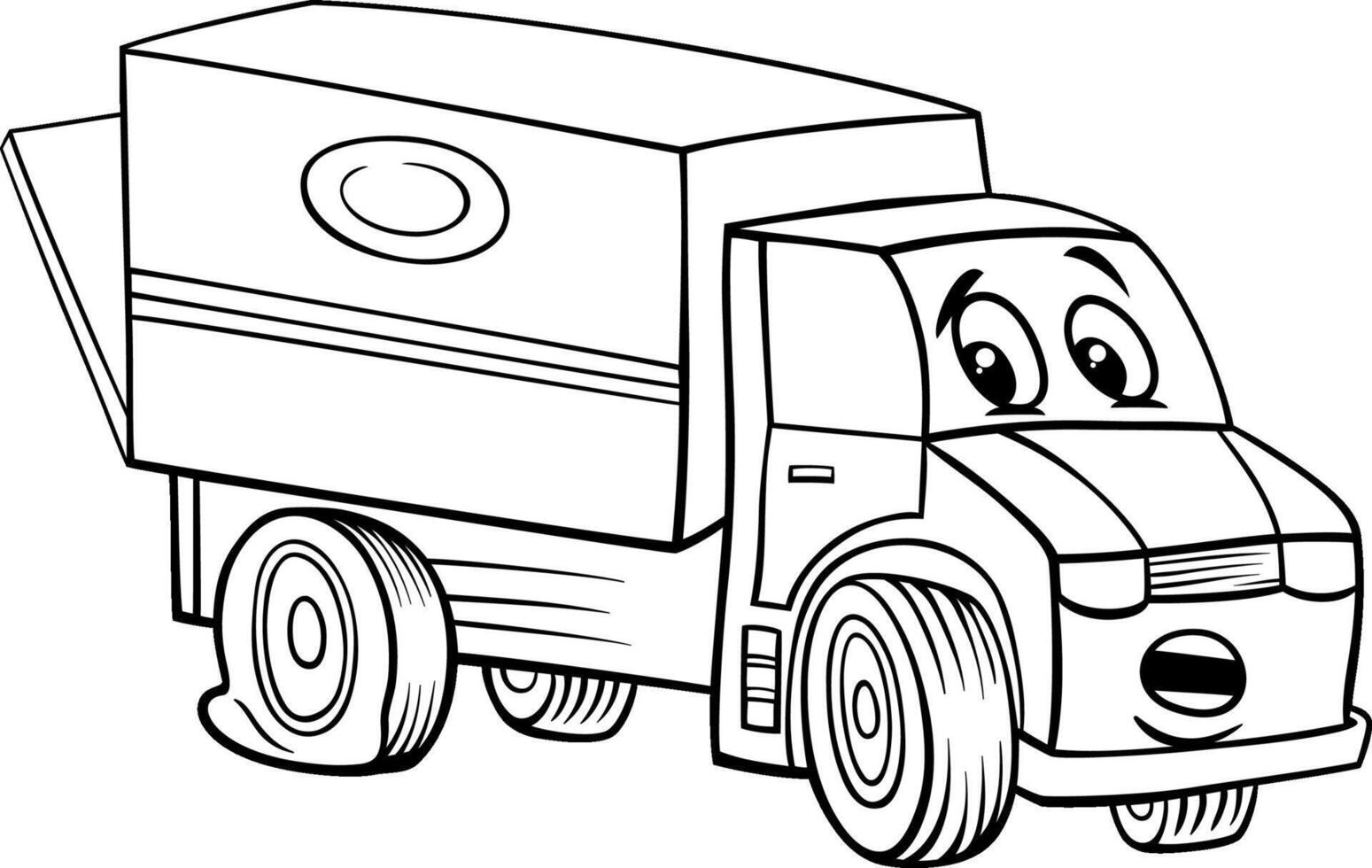 funny truck car cartoon illustration coloring page vector