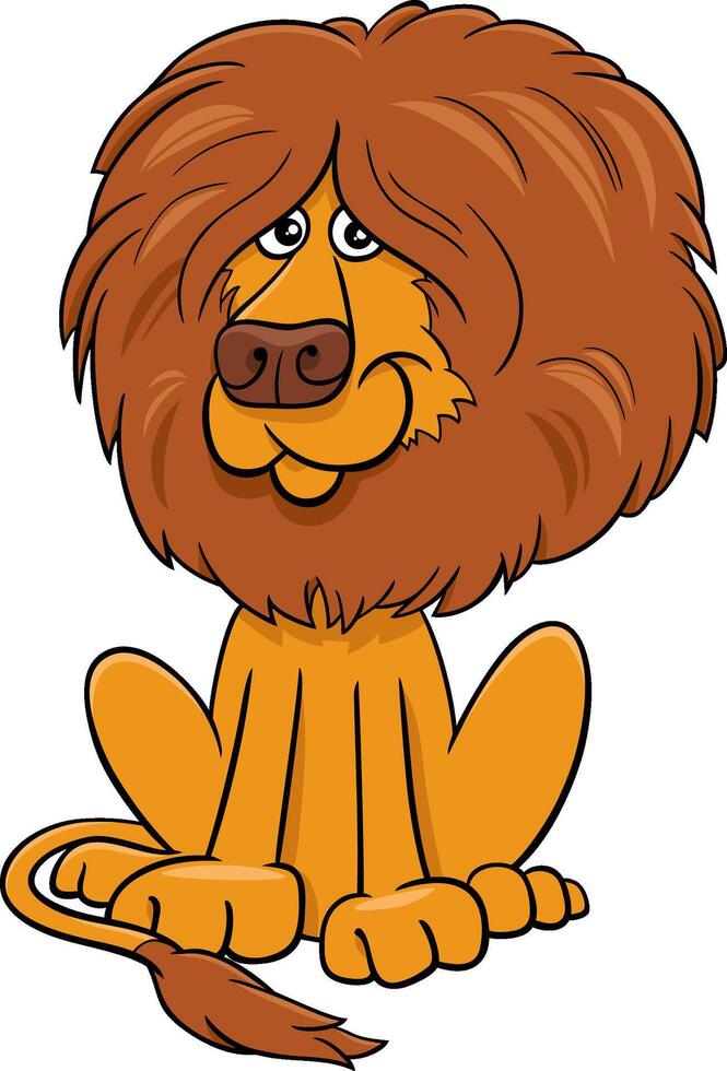 cartoon lion funny wild animal character vector