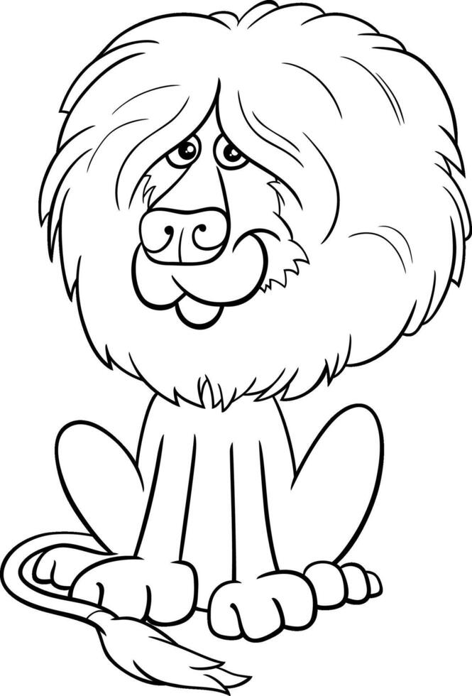 cartoon lion wild animal character coloring page vector