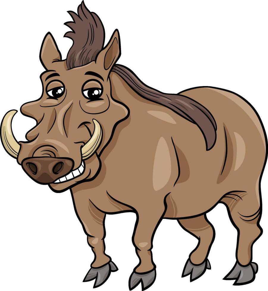 warthog animal character cartoon illustration vector