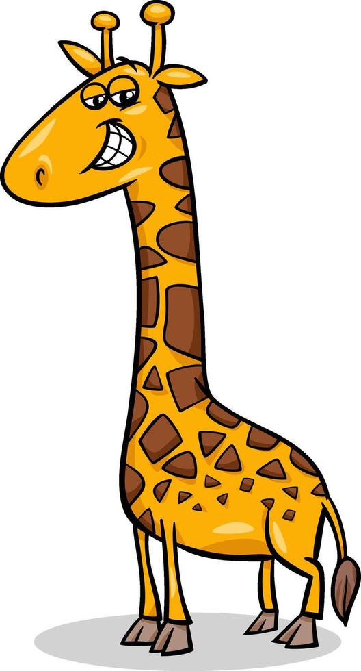 funny cartoon giraffe animal character vector