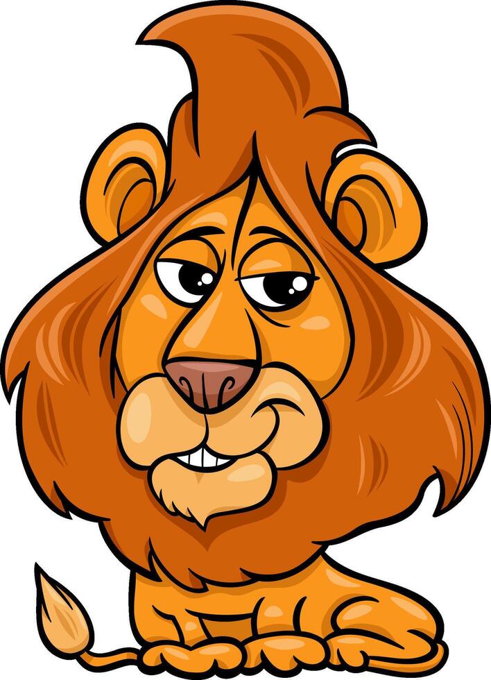 cartoon funny lion wild animal character vector