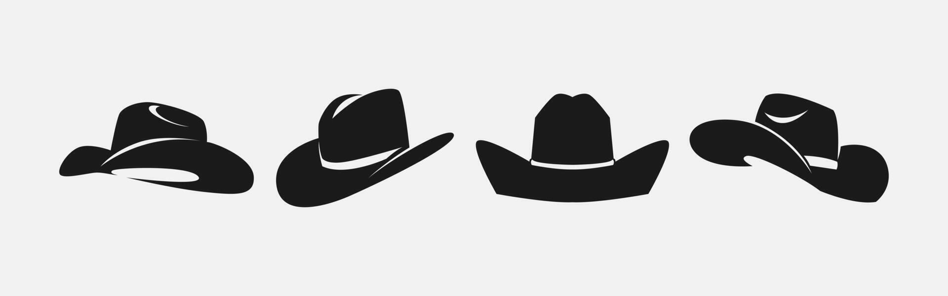 Set silhouettes of cowboy hat. Icon, logo on white background. Graphic illustration. vector