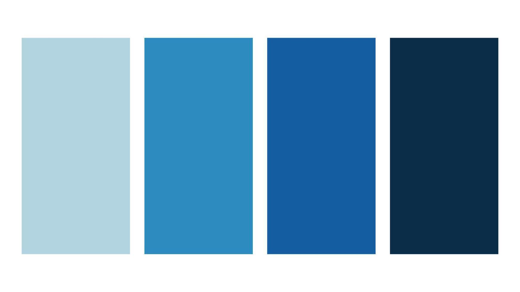 Midnight blue, dark blue, blue, baby blue color palette. Set of bright color palette combination in rgb hex. Color palette for ui ux design. Abstract illustration for your graphic design, banner vector