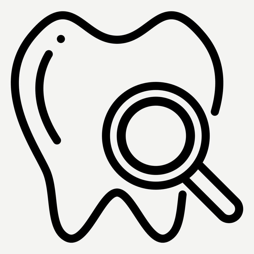 Dental check icon, illustration of teeth and magnifying glass suitable for dental health check symbols, dentist clinics, and infographics about teeth. vector