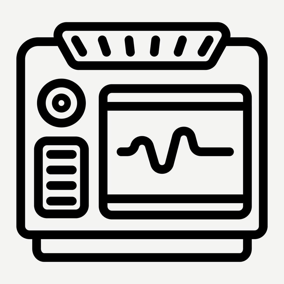 Heart rate monitor icon, illustration of a tool for checking a patient's heart rate, suitable for patient care room symbols, infographics about health, and hospitals. vector