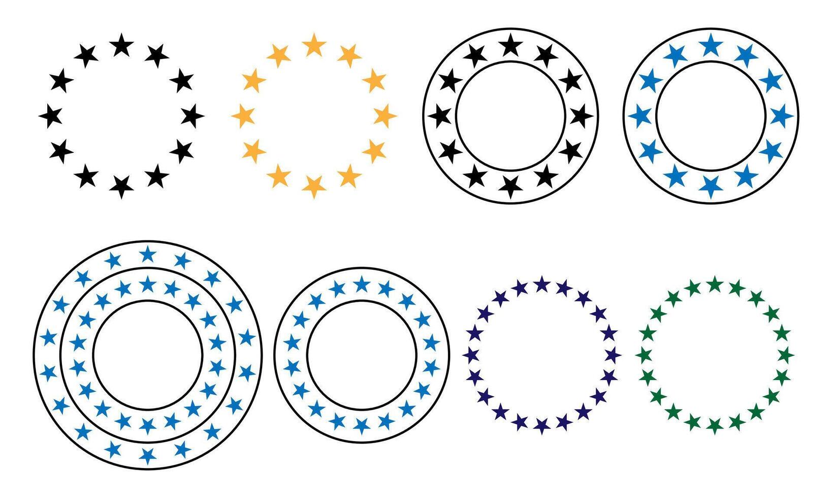 Stars in circle icons, stars in a round circular illustration. Star circles icon. vector