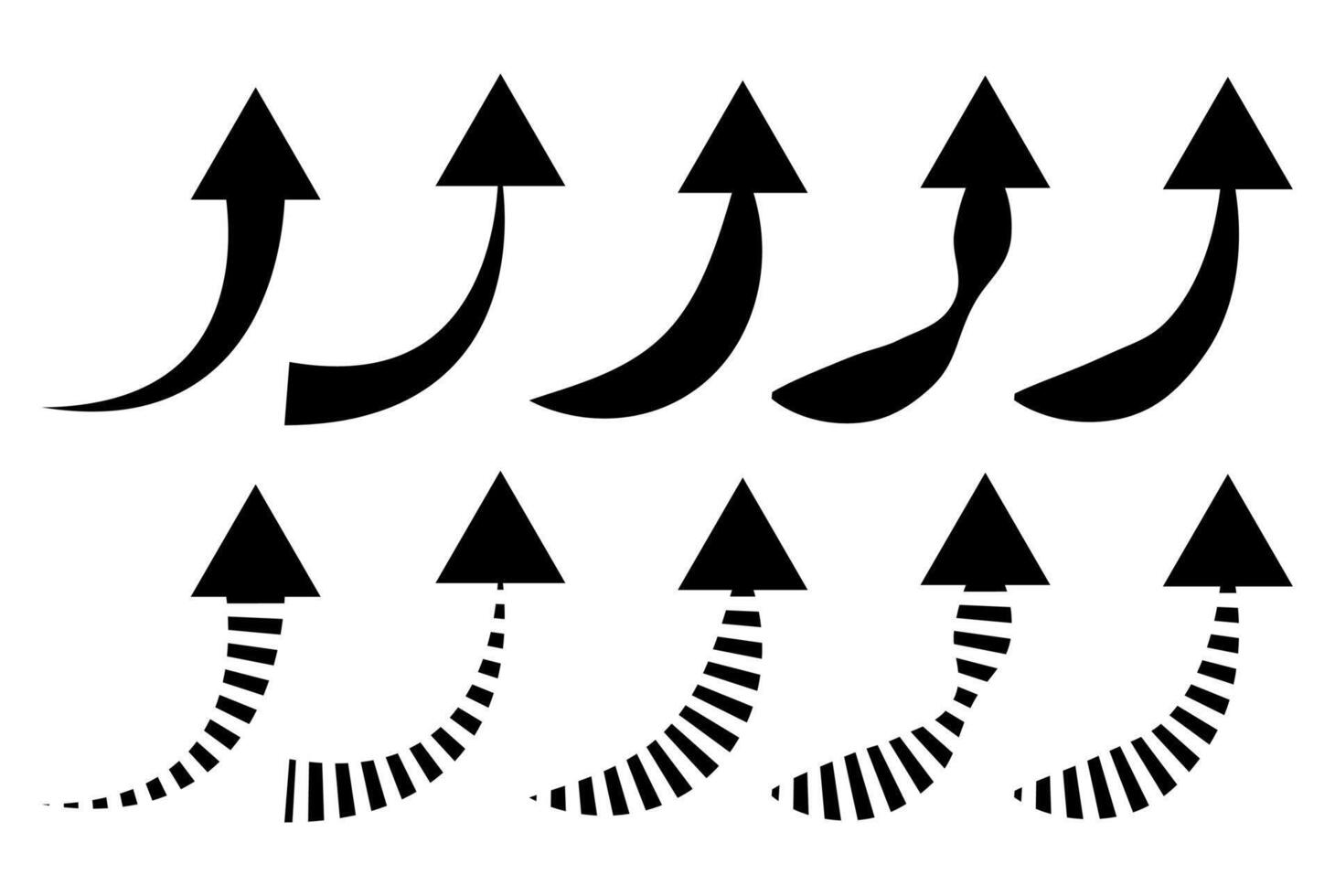 Curved arrow icon set of up arrow sinillustration. vector