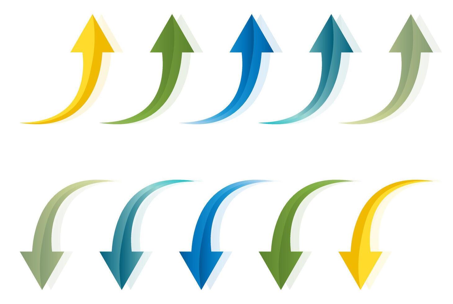 Glossy curved arrow icon set of up and down arrow illustration. vector
