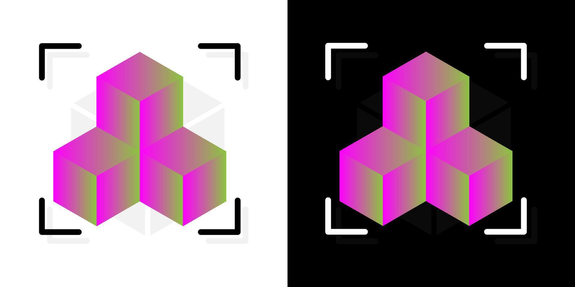 Augmented reality cube icons with shadow 3d cube symbols. vector