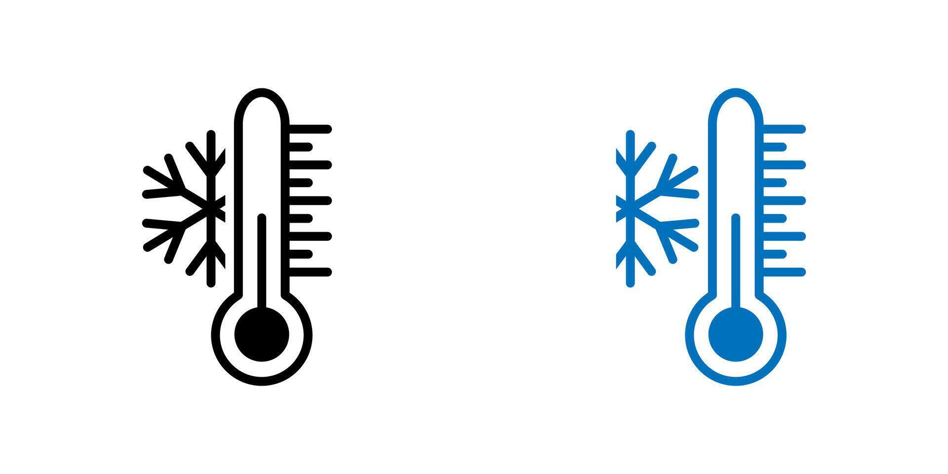 Cold weather freeze thermometer icon. vector