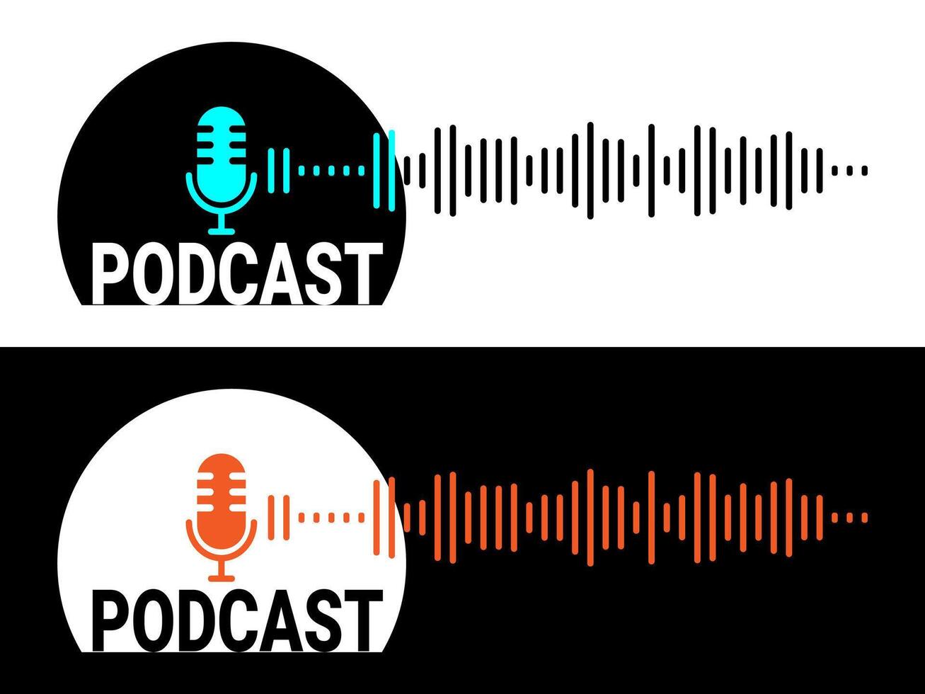 Podcast with microphone broadcast studio icon. vector