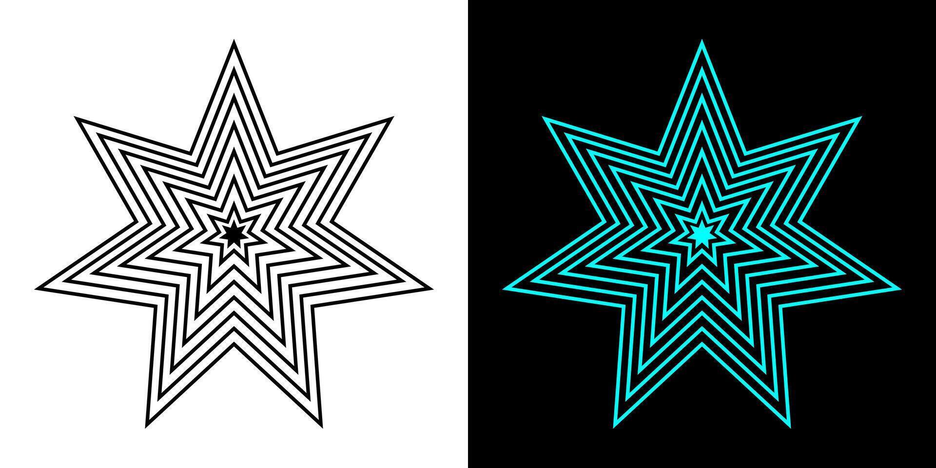 Starburst icon geometric optical illusion concentric radial star shapes. vector