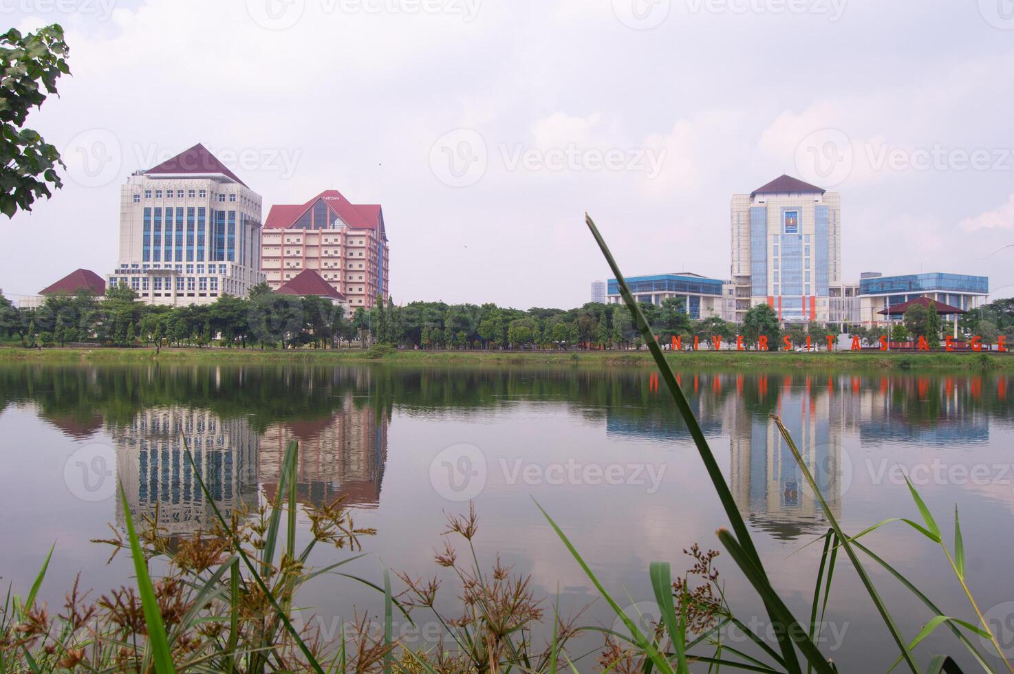 view of the lake with tall buildings behind the lake photo