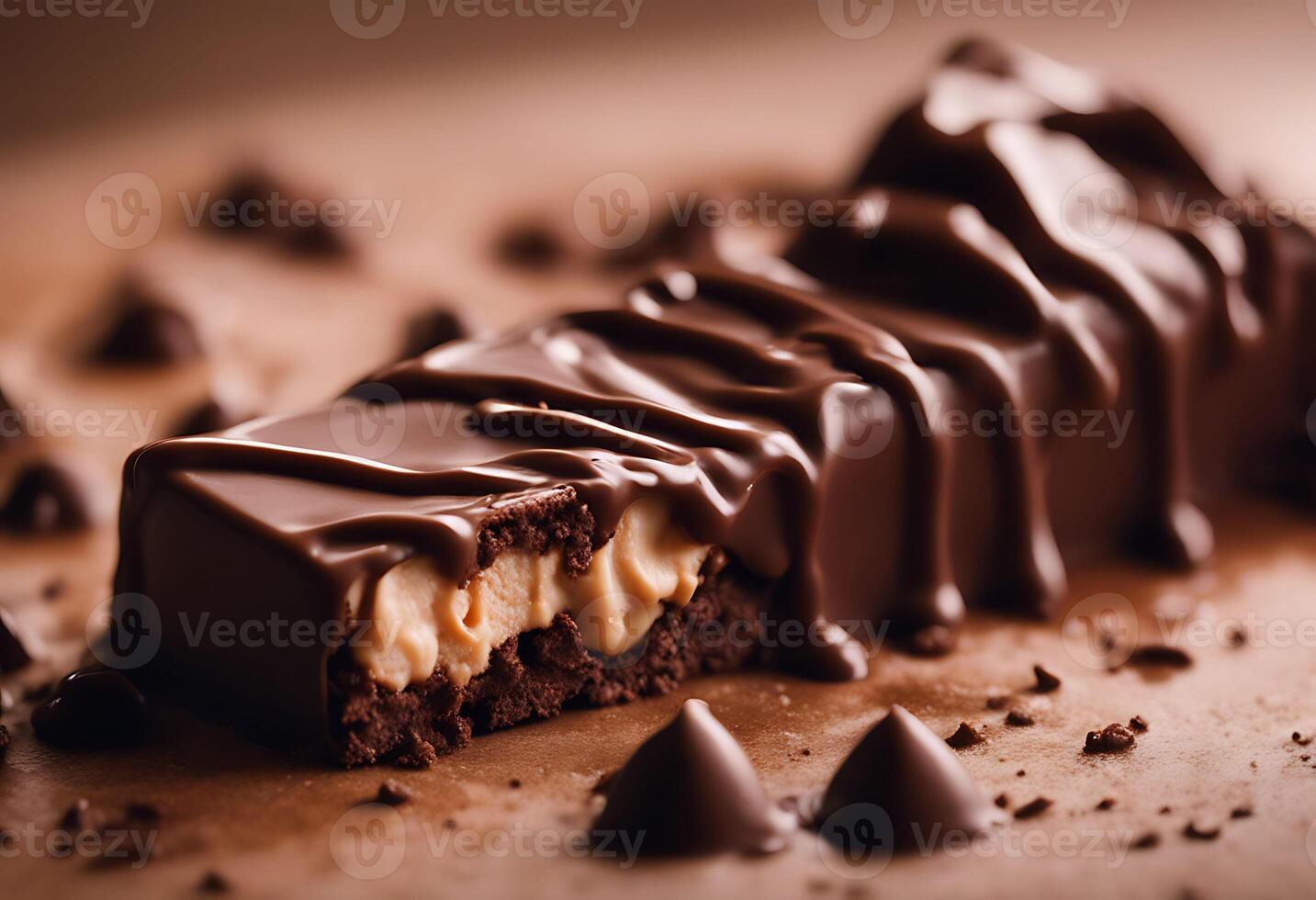 A Chocolate-Covered Candy Bar with Caramel Filling photo