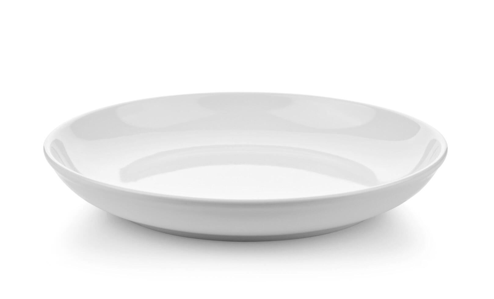 white ceramic plate isolated on white background photo