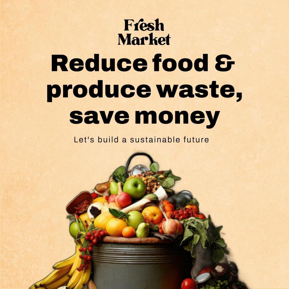 food waste instagram post for social media  template