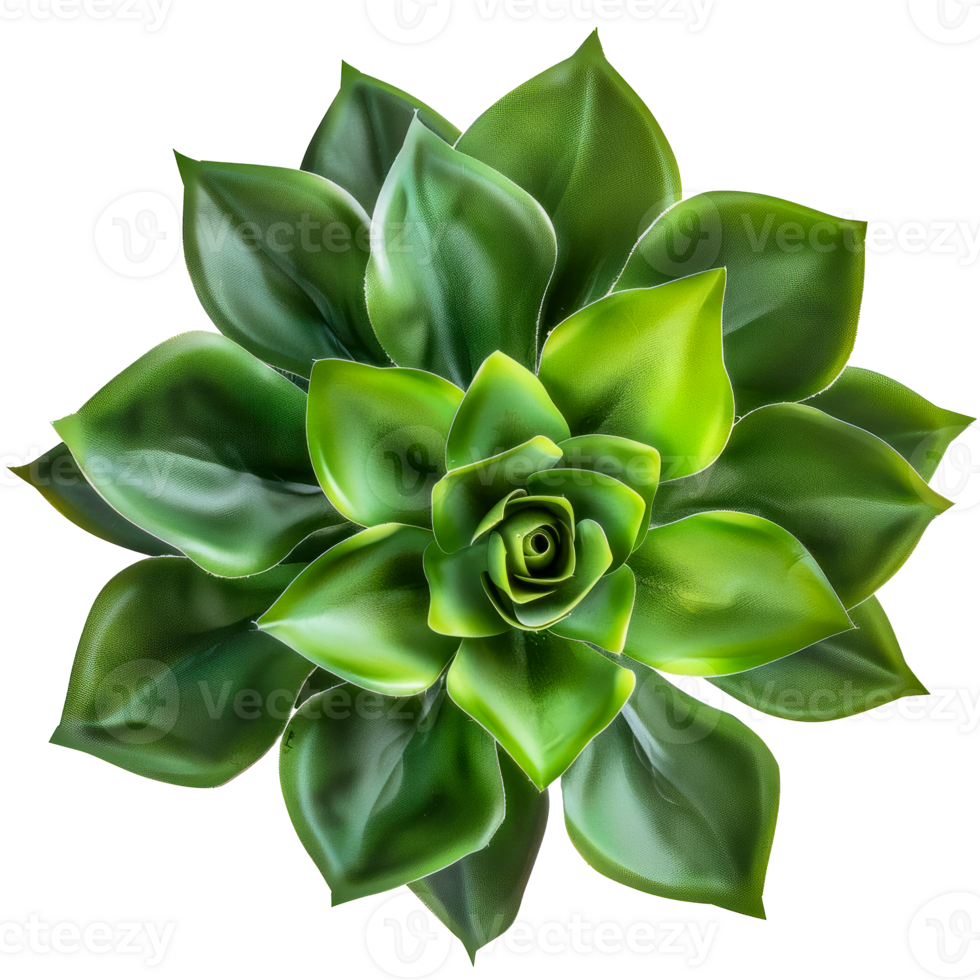 Close-up of Green Succulent Plant with Detailed Texture and Symmetry cut out on transparent background png