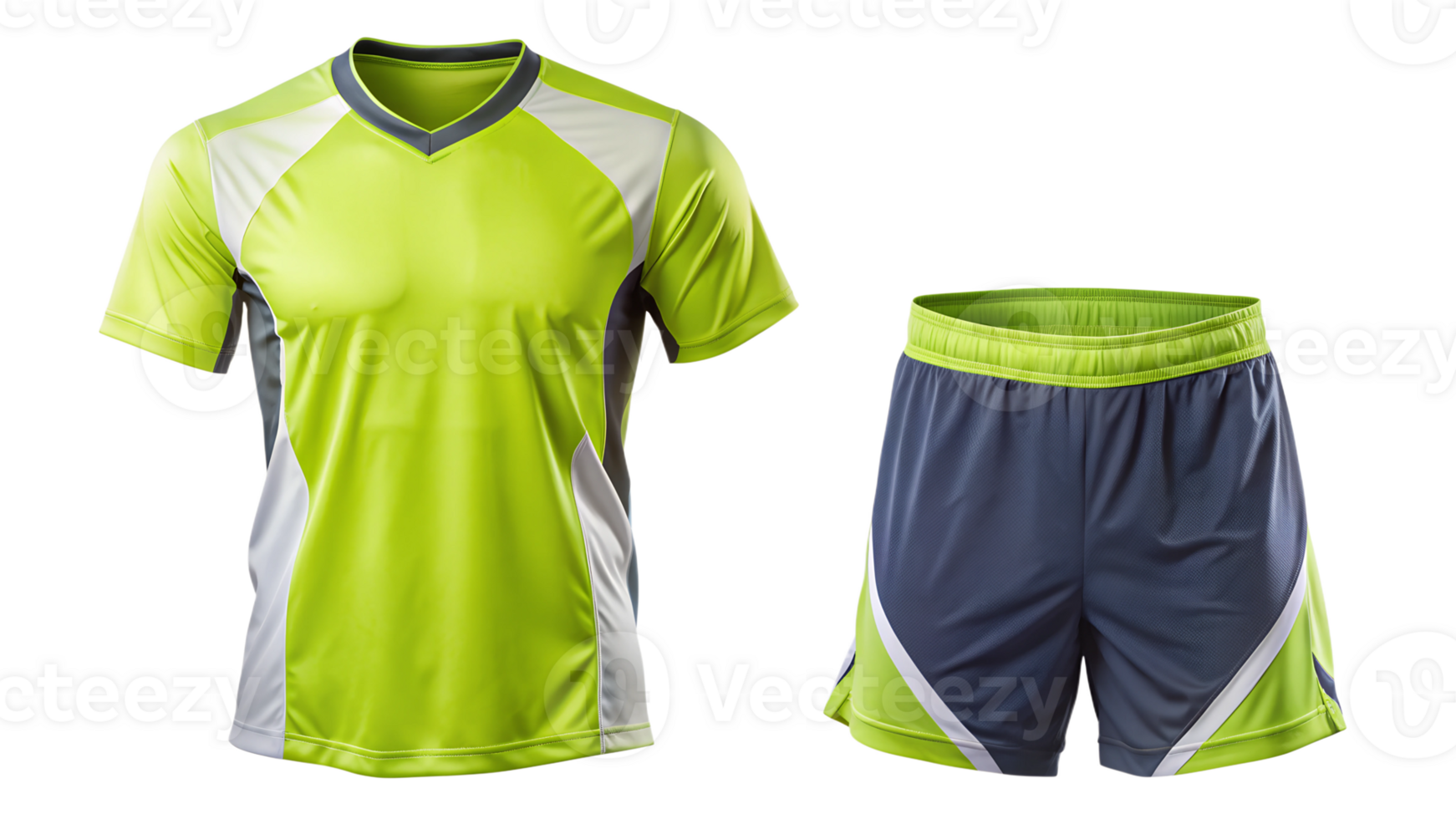 Lime green sports uniform with gray shorts transparent png