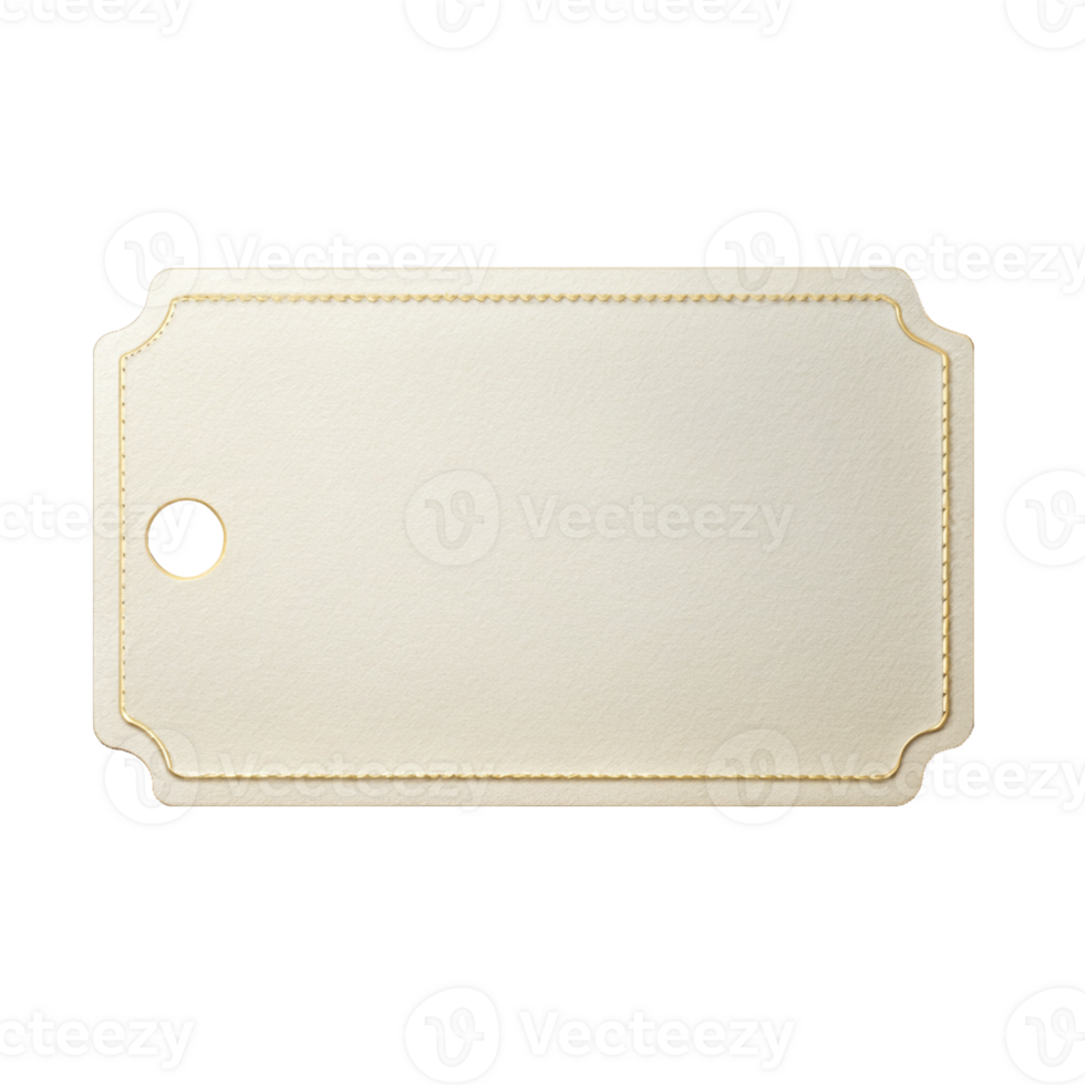 Elegant Blank Tag with Gold Trim and Rounded Corners, cut out isolated PNG transparent