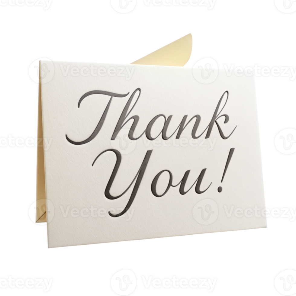 Elegant Thank You Card with Stylish Calligraphy, cut out isolated PNG transparent