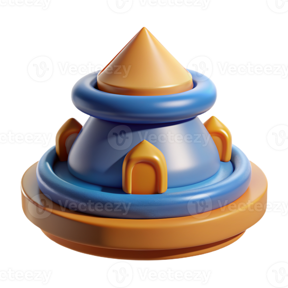 3D Icon of a Souvenir Castle with Orange and Blue Color Scheme png