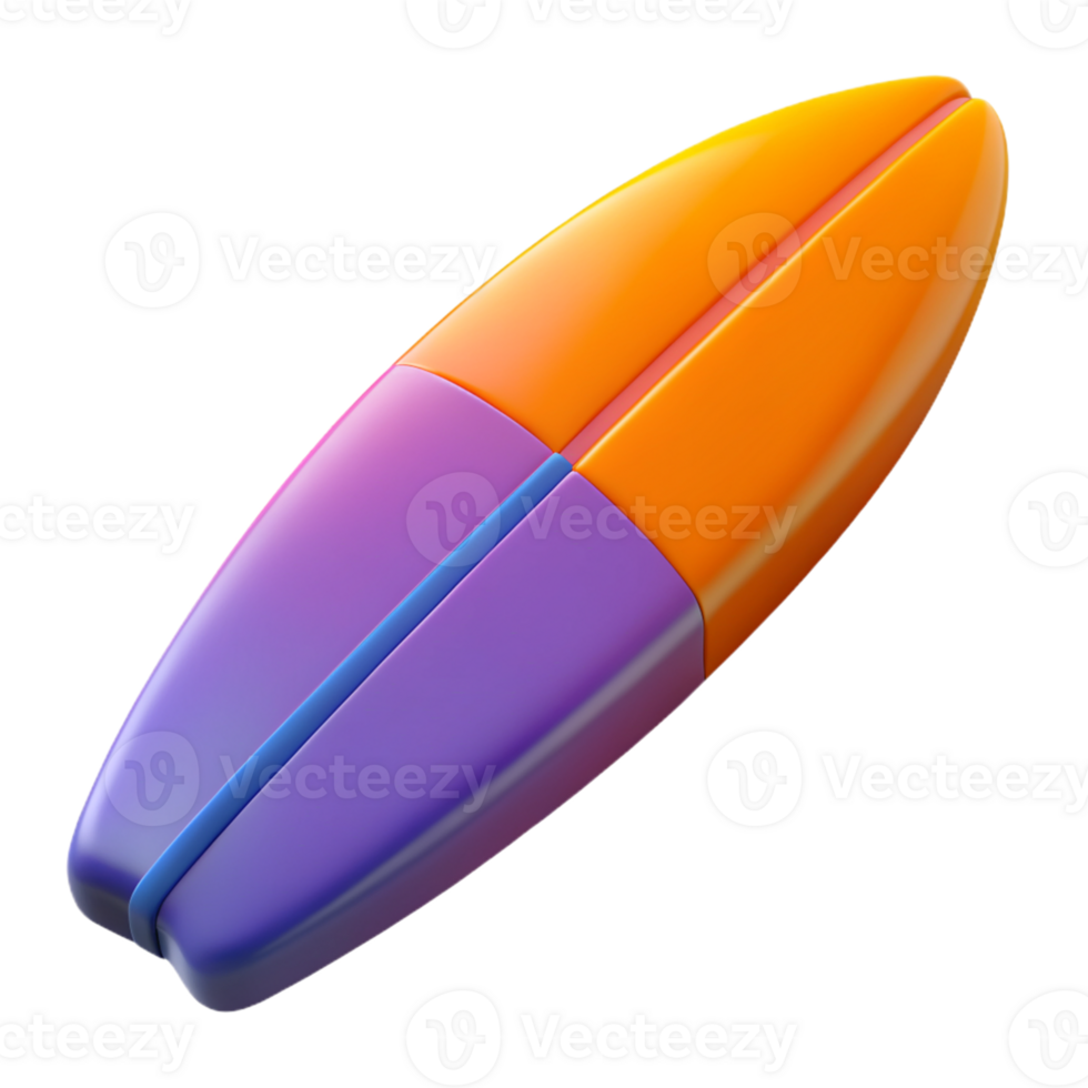 Colorful 3D Icon of Surfboard with Gradient Design png