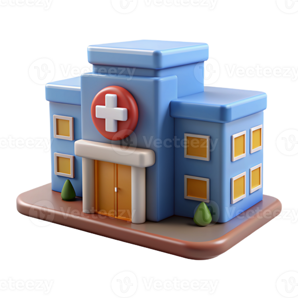 3d icona di ospedale edificio con medico attraversare isolato png trasparente sfondo