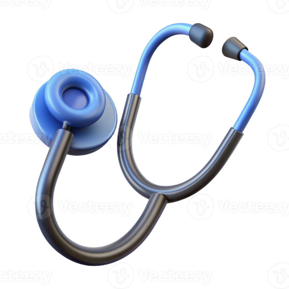 3D Icon of a Blue and Black Stethoscope for Medical and Healthcare Use isolated PNG transparent background
