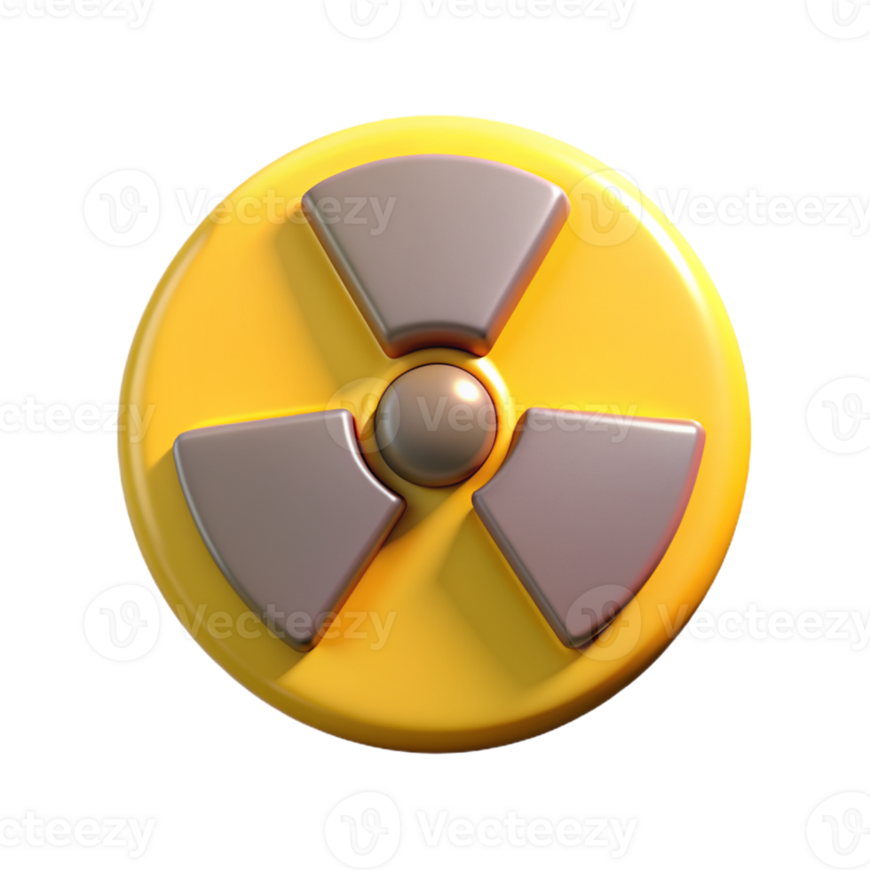3D Icon of Radiation Hazard Symbol on Yellow Background, Detailed Render isolated PNG transparent background
